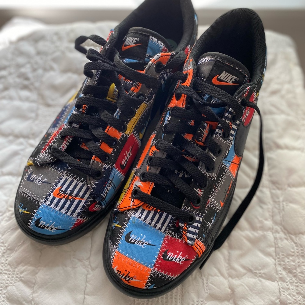 Nike Patchwork Low-Top Sneakers in Black, Red, Blue, Orange, Yellow, Cream - Picture 2 of 10